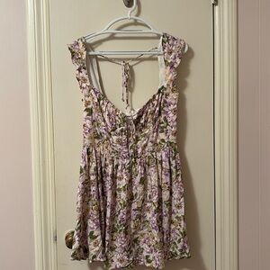 Floral Mini Dress in Purple and Green